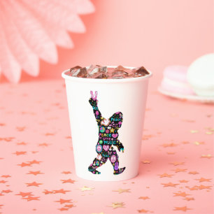 Peace Love Bigfoot Hippie Funny Bigfoot Lover Paper Cups
