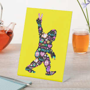 Peace Love Bigfoot Hippie Funny Bigfoot Lover Pedestal Sign