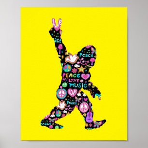 Peace Love Bigfoot Hippie Funny Bigfoot Lover    Poster