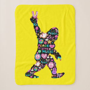 Peace Love Bigfoot Hippie Funny Bigfoot Lover Sherpa Blanket