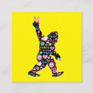 Peace Love Bigfoot Hippie Funny Bigfoot Lover    Square Business Card
