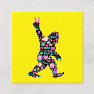 Peace Love Bigfoot Hippie Funny Bigfoot Lover    Square Business Card