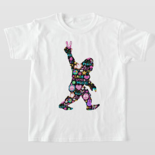 Peace Love Bigfoot Hippie Funny Bigfoot Lover T-Shirt