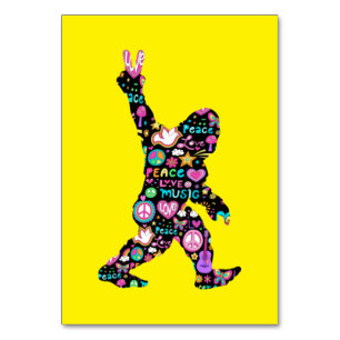 Peace Love Bigfoot Hippie Funny Bigfoot Lover Table Number