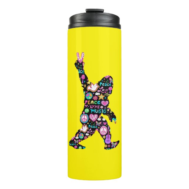 Peace Love Bigfoot Hippie Funny Bigfoot Lover    Thermal Tumbler (Front)