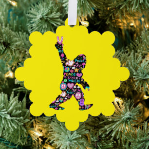 Peace Love Bigfoot Hippie Funny Bigfoot Lover      Tree Decoration Card