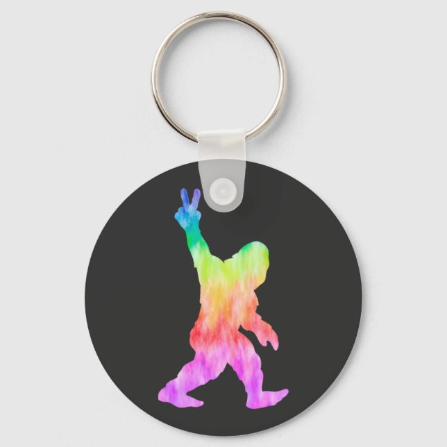 Peace Love Bigfoot   Key Ring (Front)