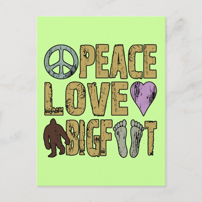 Peace Love Bigfoot Postcard (Front)