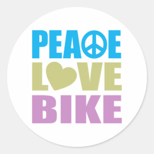 Peace Love Bike Classic Round Sticker