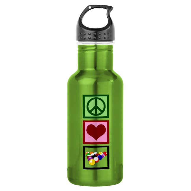 Peace Love Billiards 532 Ml Water Bottle (Front)