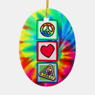 Peace, Love, Billiards Ceramic Ornament
