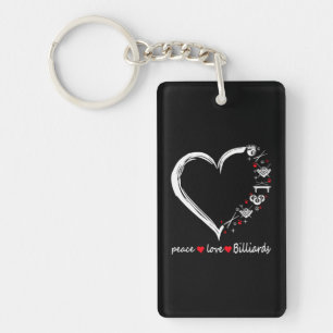 Peace love billiards heart key ring
