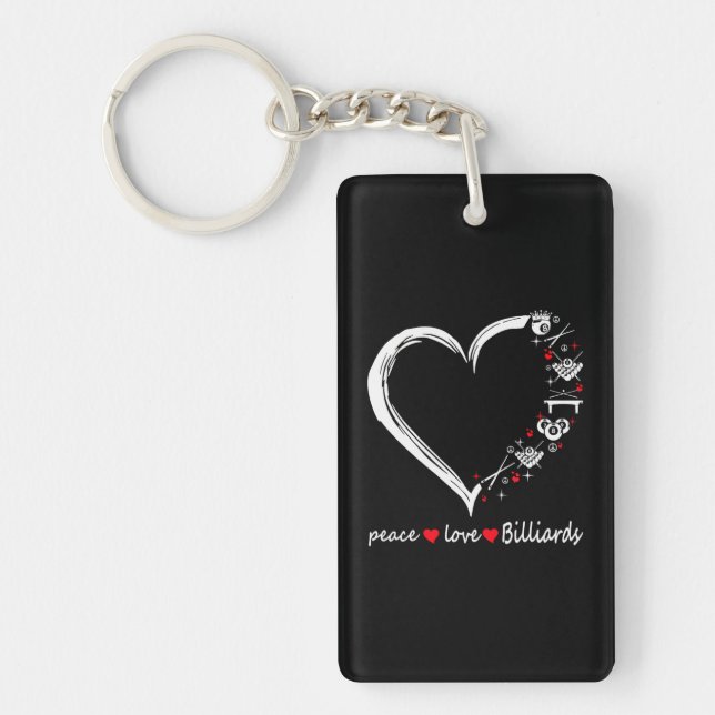 Peace love billiards heart key ring (Front)