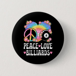 Peace Love Billiards Lover 60s 70s Hippie Outfit B 6 Cm Round Badge