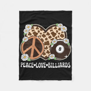 Peace Love Billiards Lover Cow Print Girls Cute Bi Fleece Blanket