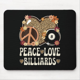 Peace Love Billiards Lover Leopard Print Girl Cute Mouse Pad