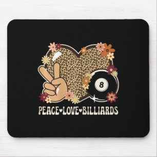 Peace Love Billiards Lover Leopard Print Girl Cute Mouse Pad