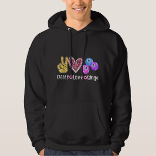 Peace Love Bingo Funny Bingo Lover Hoodie