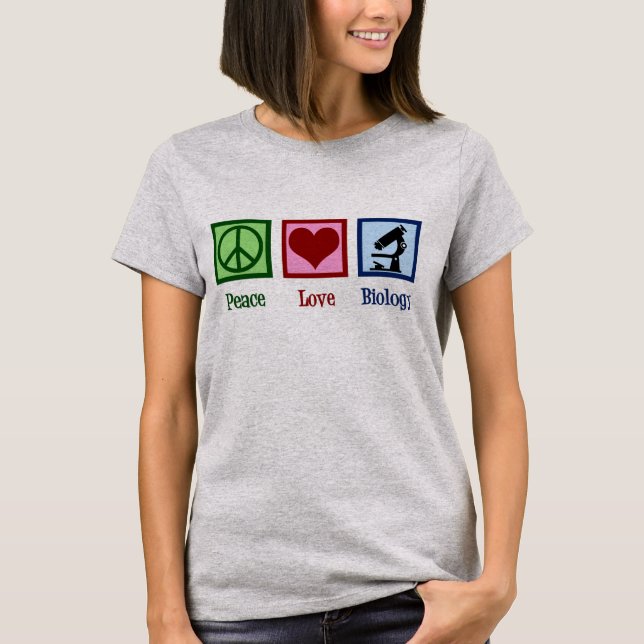Peace Love Biology Christmas T-Shirt (Front)
