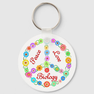 Peace Love Biology Key Ring