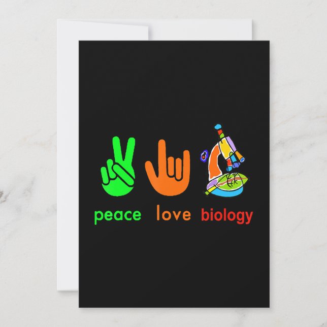 Peace Love Biology Microscope  Painter Science Tea Holiday Card (Front)