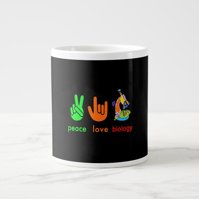 Peace Love Biology Microscope  Painter Science Tea Large Coffee Mug (Front)