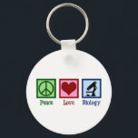 Peace Love Biology Teacher Key Ring<br><div class="desc">Cute biology teacher gifts for a bio professor. Peace Love Biology featuring a peace sign,  heart,  and microscope for science class.</div>