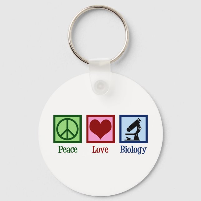 Peace Love Biology Teacher Key Ring (Front)