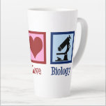 Peace Love Biology Teacher Latte Mug<br><div class="desc">Cute biology teacher gifts for a bio professor. Peace Love Biology featuring a peace sign,  heart,  and microscope for science class.</div>