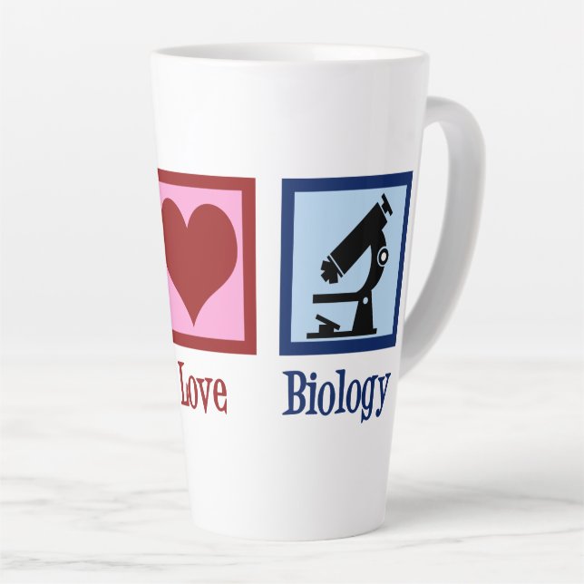 Peace Love Biology Teacher Latte Mug (Right Angle)