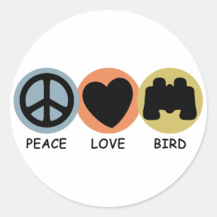 Peace Love Bird Classic Round Sticker