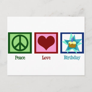Peace Love Birthday Postcard