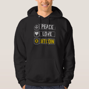 Peace Love Bitcoin Btc Cryptocurrency Vintage Hoodie
