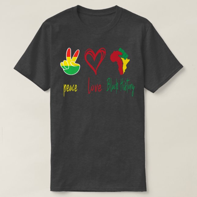 Peace, Love, Black History Month Black Pride Dad M T-Shirt (Design Front)