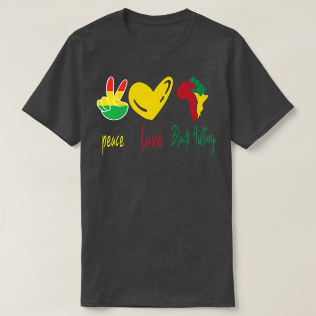 Peace, Love, Black History Month Black Pride Wife  T-Shirt (Design Front)