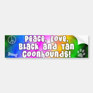 Peace Love Black & Tan Coonhounds Bumper Sticker