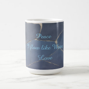 Peace, Love - Blue Papercut Artistic Design Coffee Mug