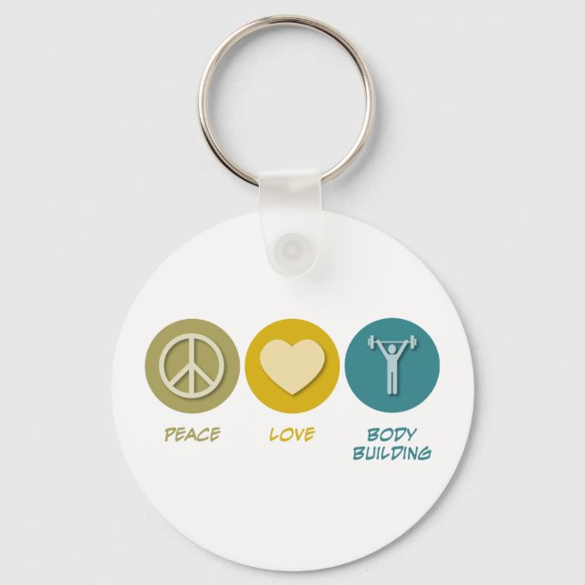 Peace Love Body Building Key Ring (Front)