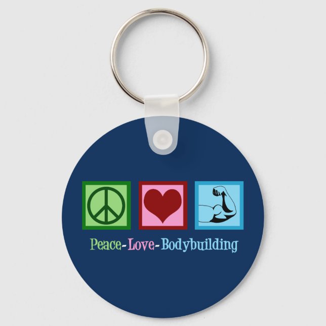 Peace Love Bodybuilding Key Ring (Front)
