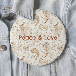 Peace Love Bohemian Hippie Sixties Paisley 6 Cm Round Badge