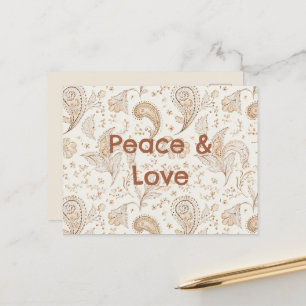 Peace Love Bohemian Hippie Sixties Paisley Postcard