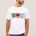 Peace Love Bonsai T-Shirt<br><div class="desc">A peace sign,  heart. and a bonsai tree on a cute bonsai society gift for people who love to trim these plants. Tray planting is a beautiful,  calming activity for a botanist.</div>