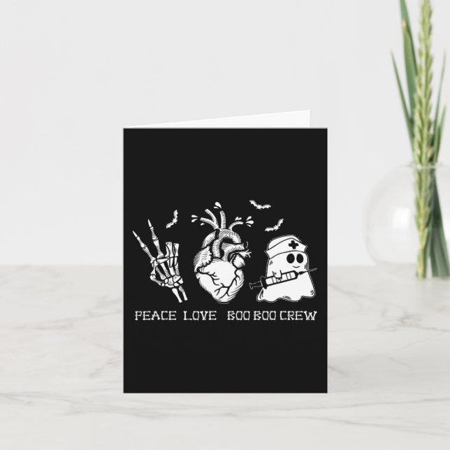 Peace Love Boo Boo Crew Lazy Halloween Costume Nur Card (Front)