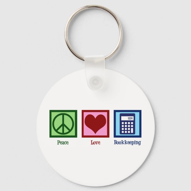 Peace Love Bookkeeping Key Ring (Front)