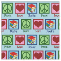 Peace Love Books Cute Blue Bookworm