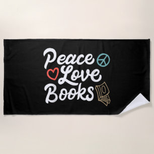 Peace Love Books Geeky & Cute Reading Beach Towel