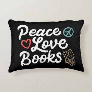 Peace Love Books Geeky & Cute Reading Decorative Cushion