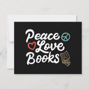 Peace Love Books Geeky & Cute Reading Invitation