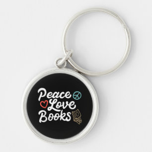 Peace Love Books Geeky & Cute Reading Key Ring