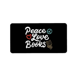 Peace Love Books Geeky & Cute Reading Label